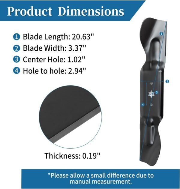 490-110-C187 742P05620 Mower Blade Compatible with Cub Cadet ZT2 ZT3 Ultima 60 KW FAB - Mulching High Lift Blade Compatible with Cub Cadet/MTD/Troy Bilt 60 Inch Deck, Replace 742-05620, 3 Pack