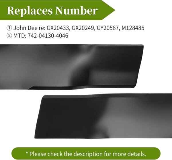 GX20249 Mower Blade Compatible with John Dee re 42" Deck, GX20433 High Lift Blades Fit for John Dee re L105 L110 L118 L100 L111 Scotts L1742, Replace for GY20567, 2 Pack