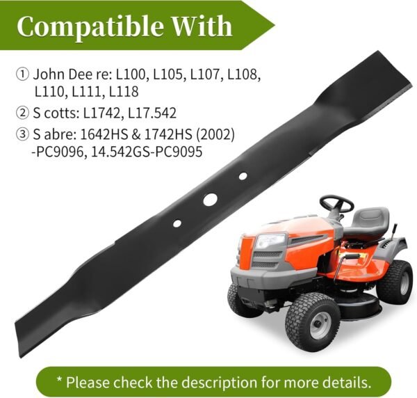 GX20249 Mower Blade Compatible with John Dee re 42" Deck, GX20433 High Lift Blades Fit for John Dee re L105 L110 L118 L100 L111 Scotts L1742, Replace for GY20567, 2 Pack